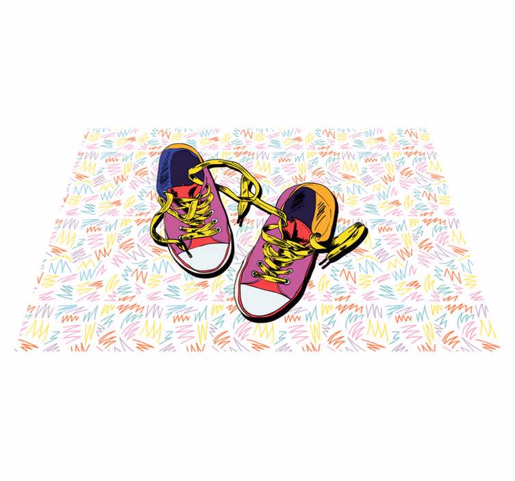 Colorful Sneaker Pattern teenage bedroom vinyl rug - TenStickers