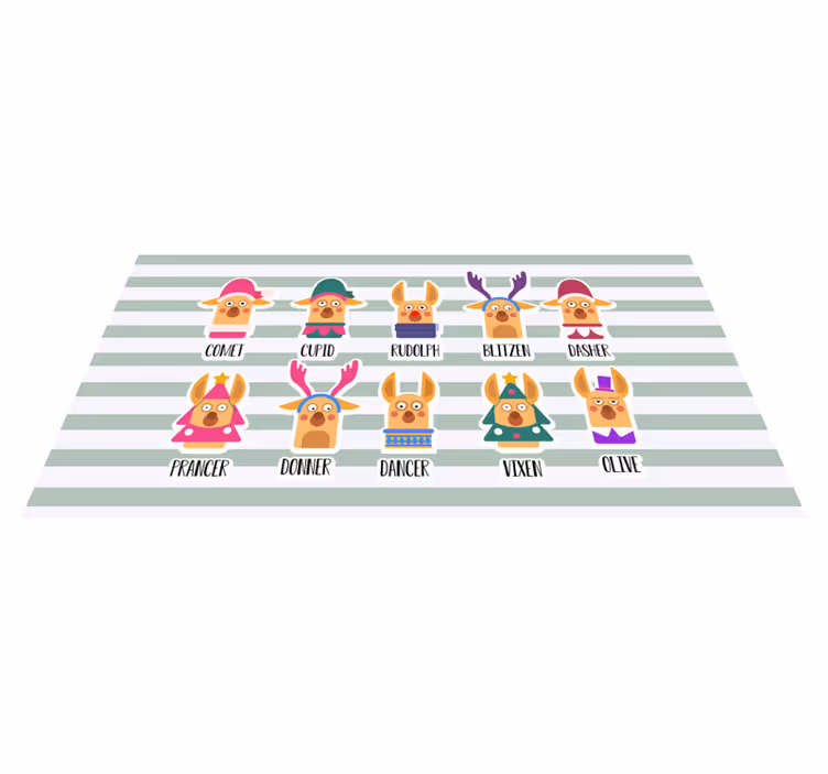Santa's Reindeer names Christmas vinyl rug - TenStickers