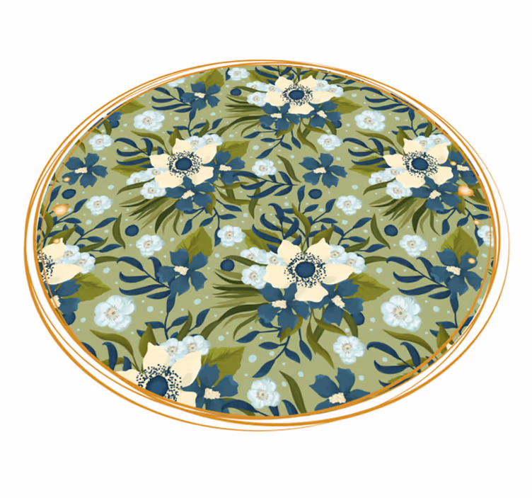 Round Flourishing Motif floral vinyl rug - TenStickers