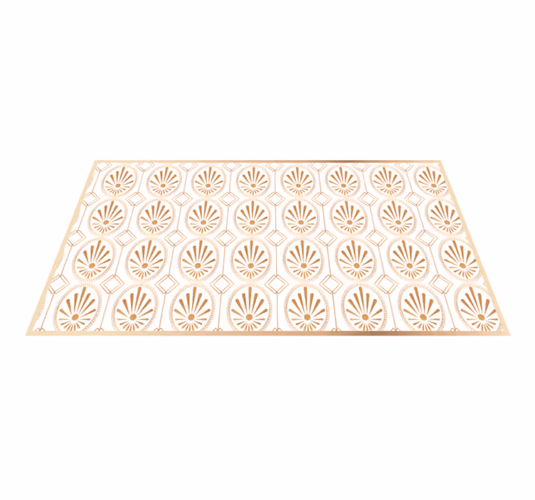 Sophisticated golden motif mosaic vinyl rug - TenStickers