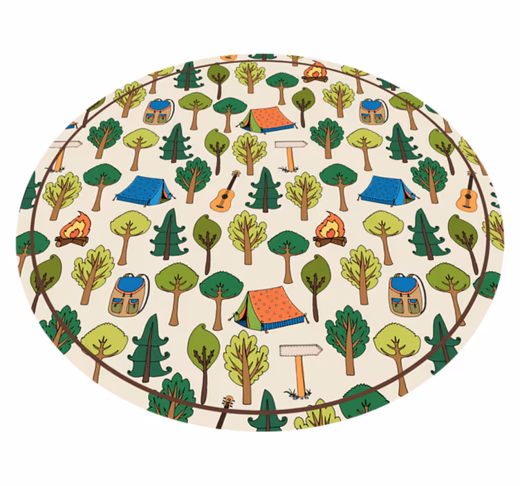 Camping adventure scene kids vinyl rug - TenStickers