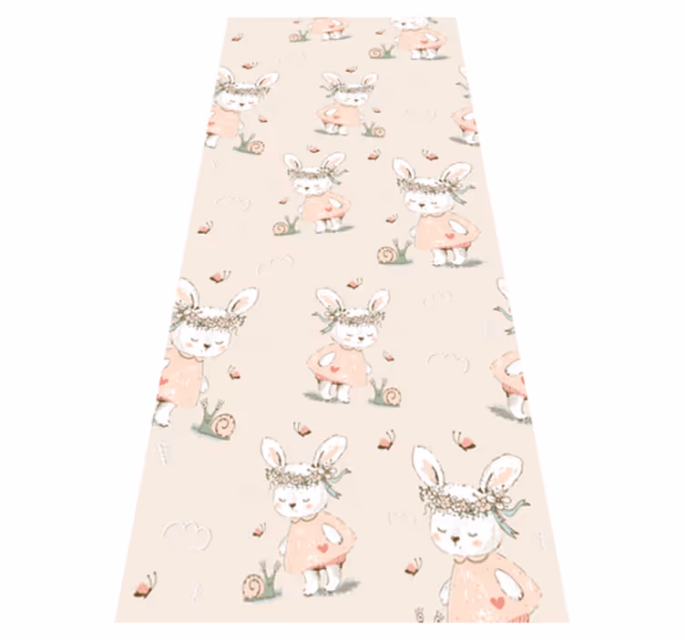 Cute Bunny Characters nursery vinyl rug - TenStickers