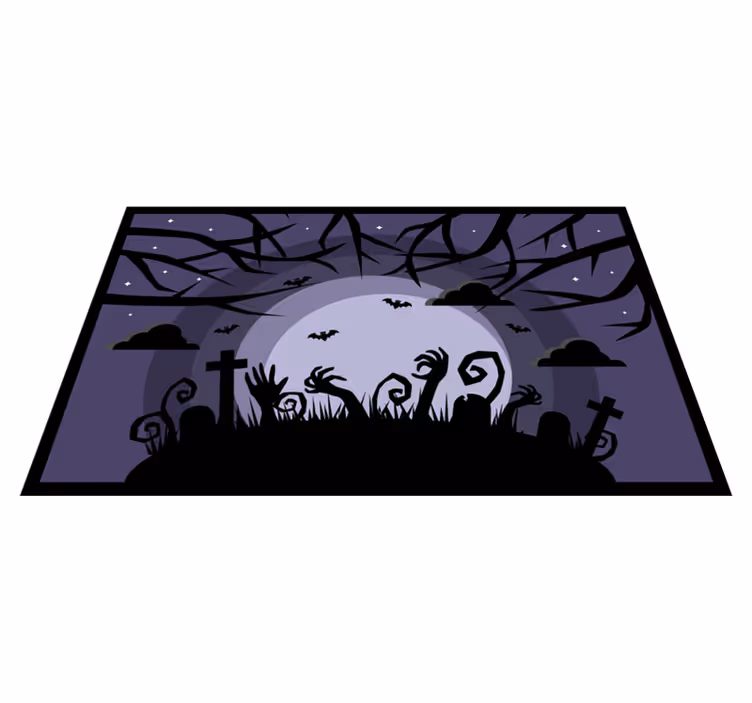 Spooky Graveyard Scene halloween vinyl rug - TenStickers
