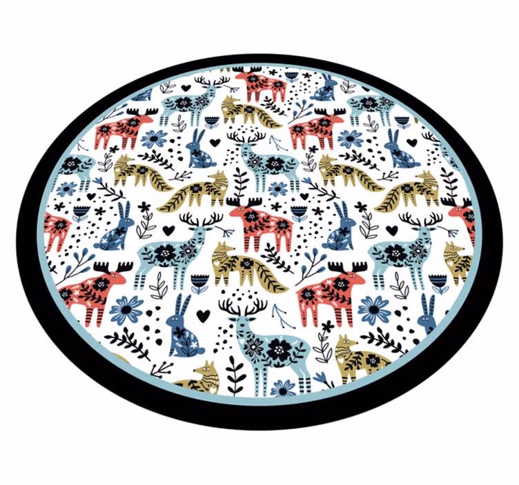 Colorful Animal Patterns nursery vinyl rug - TenStickers