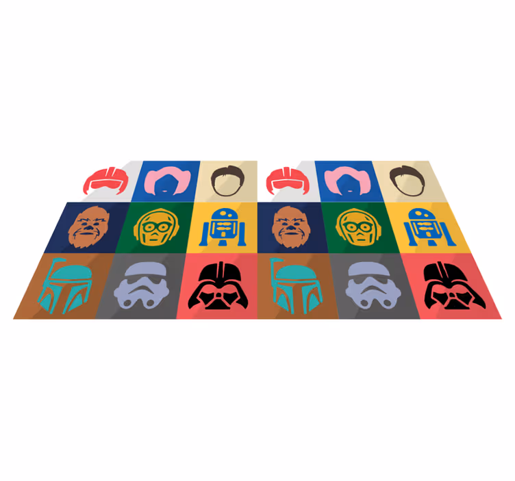 Film character faces teenage bedroom vinyl rug - TenStickers