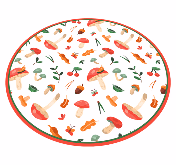 Mushroom flower illustration floral vinyl rug - TenStickers