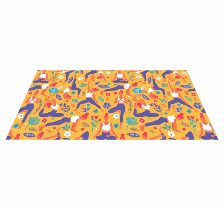 Vibrant Yoga Motifs teenage bedroom vinyl rug - TenStickers