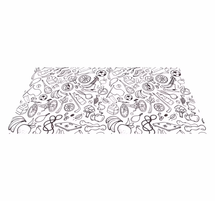 Fitness and sport symbol doodles modern rug - TenStickers