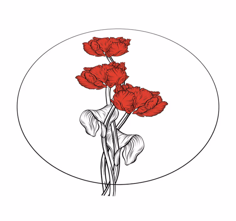 Red Floral Arrangement bathroom vinyl rug - TenStickers