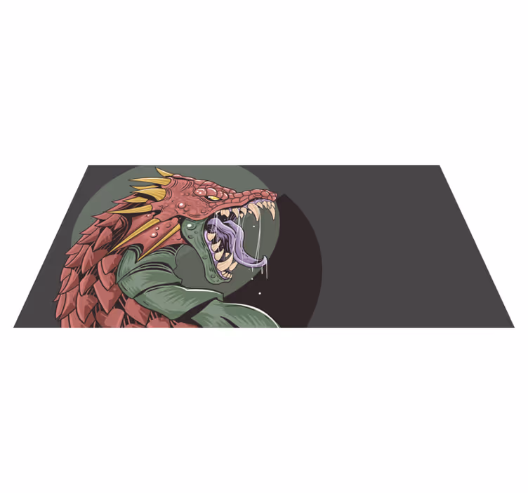 Dragon Head Illustration teenage bedroom vinyl rug - TenStickers