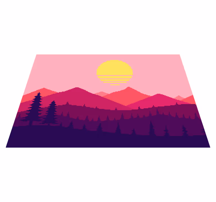 Sunset mountain view nature vinyl rug - TenStickers