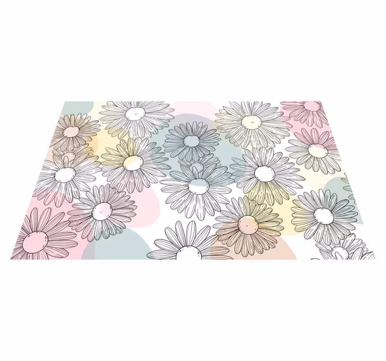 Aquarella daisy design floral vinyl rug - TenStickers