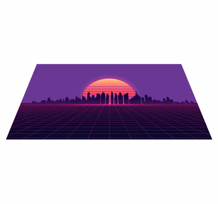 Vaporwave sunset 80s style vintage floor rug - TenStickers