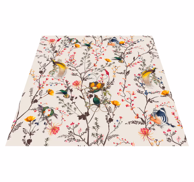 Botanical Bird Pattern vinyl carpet roses - TenStickers