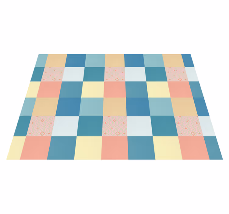 Geometric Pastel Checkerboard geometric vinyl rugs - TenStickers
