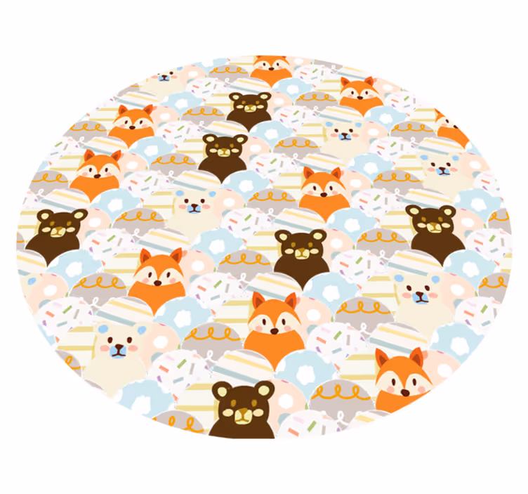 Adorable animal pattern nursery vinyl rug - TenStickers
