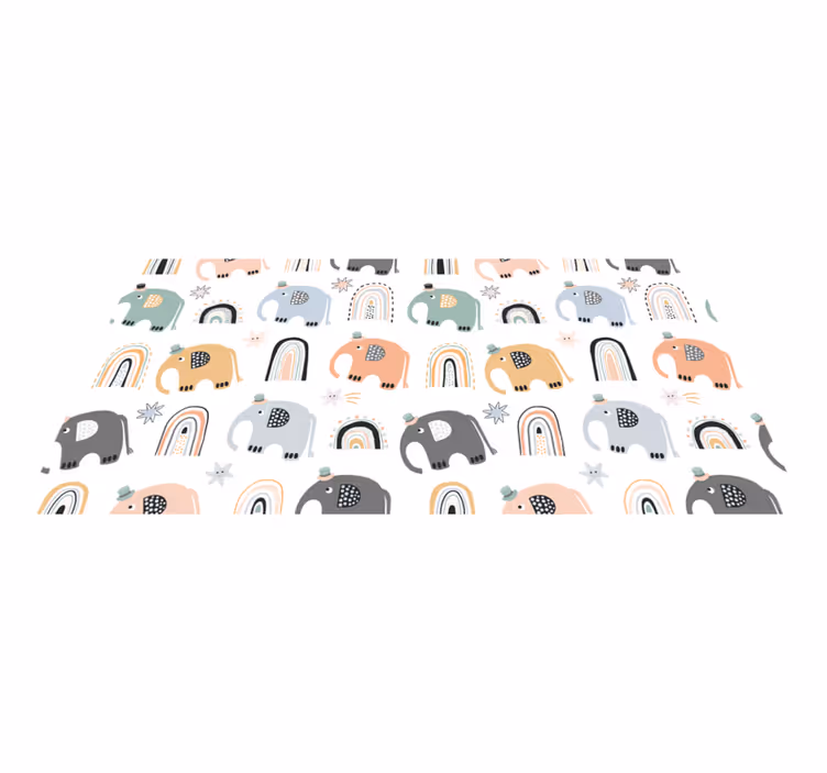 Charming Elephant Parade nursery vinyl rugs - TenStickers