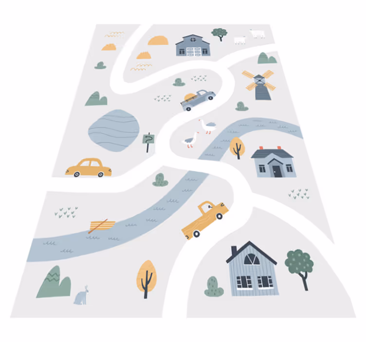 Nordic gray road baby play mat - TenStickers
