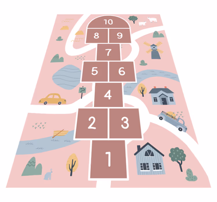 Children's Playful Hopscotch game vinyl mat - TenStickers
