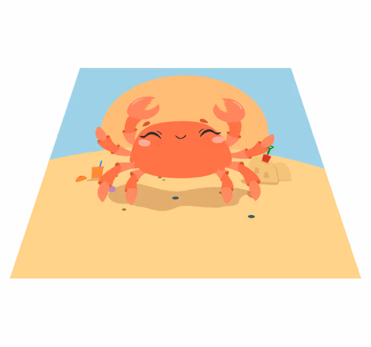 Cheerful Cartoon Crab kids vinyl rug - TenStickers