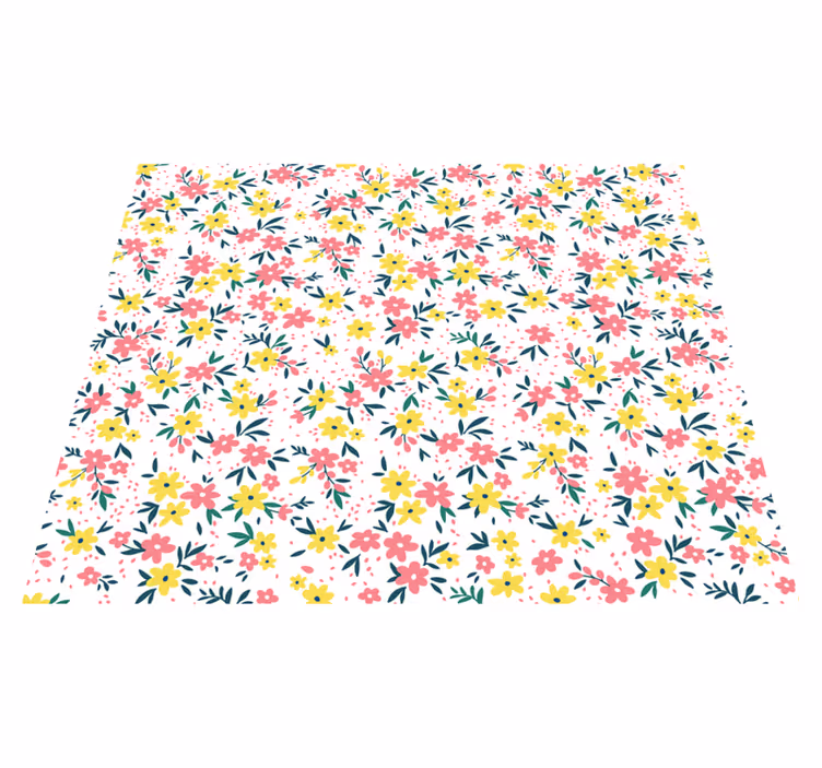 Flowerprint 'Ifuru' White floral rug - TenStickers
