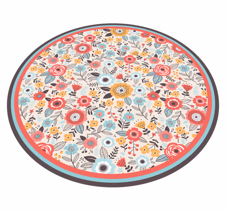Circular flower design vinyl rug - TenStickers