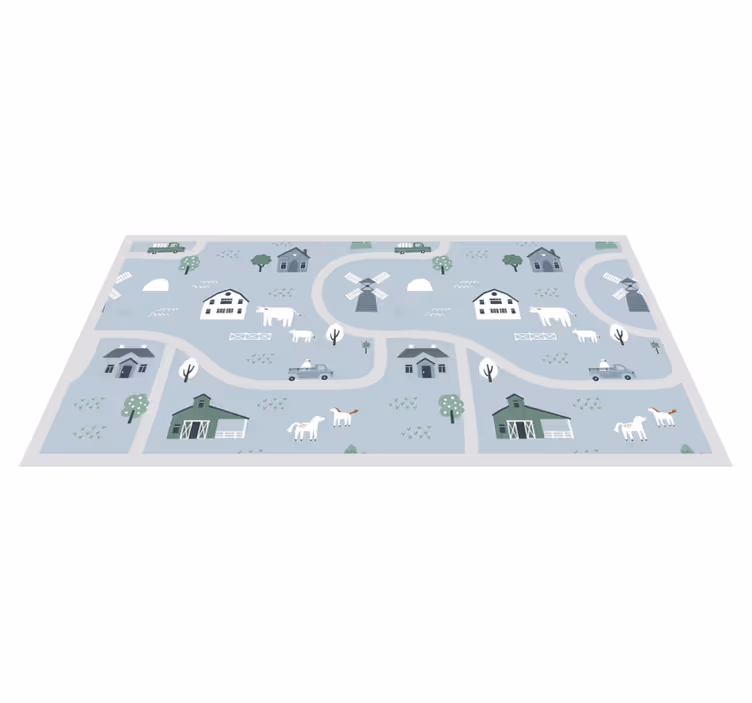 Playful farm theme kids vinyl rug - TenStickers