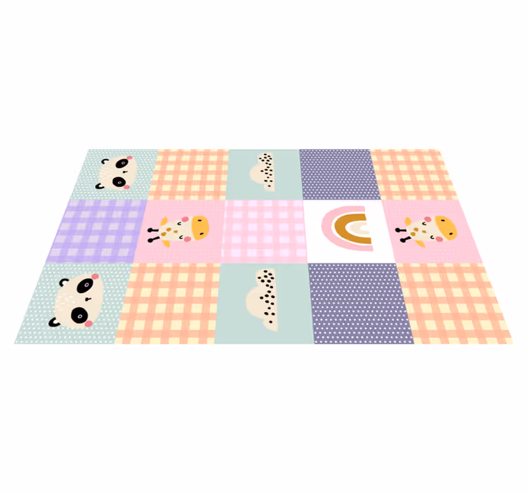 Playful patchwork kids vinyl rug - TenStickers