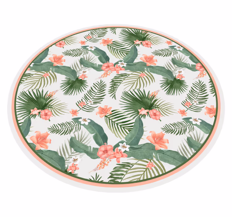 Tropical Botanicals floral vinyl rug - TenStickers