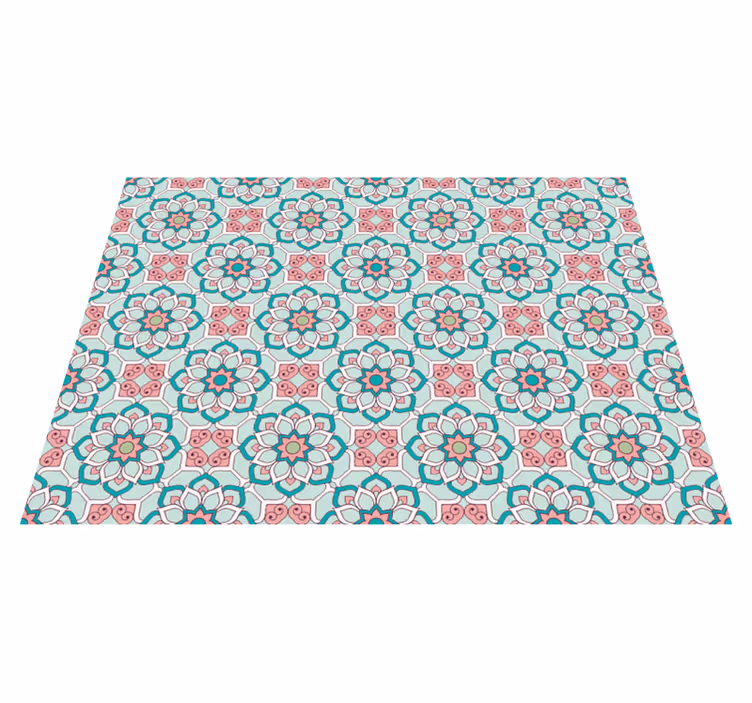 Tile Effect Pattern Overlay floral vinyl rug - TenStickers