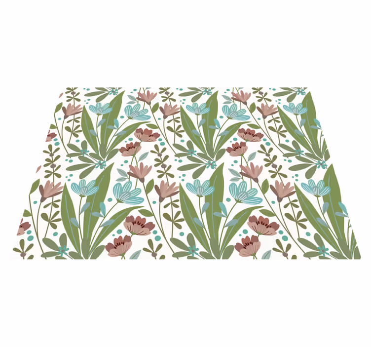 Floral Botanical Pattern flower vinyl rug - TenStickers