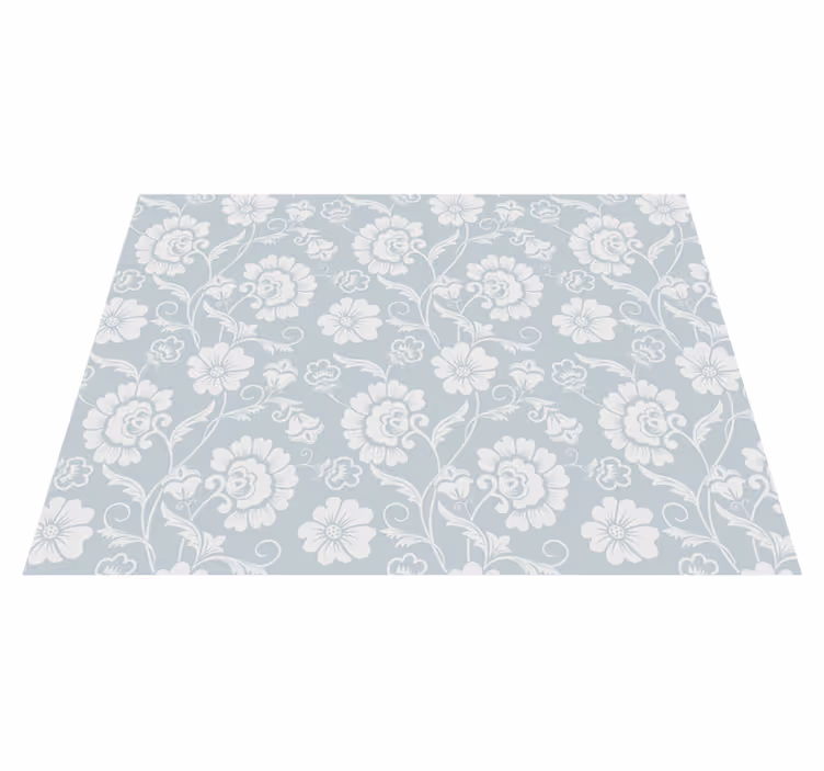 Elegant Floral Pattern grey vinyl rug - TenStickers