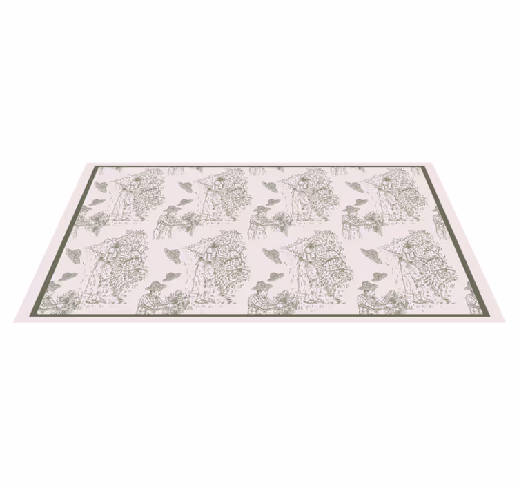 Monochrome Jungle Sketch vintage vinyl rug - TenStickers