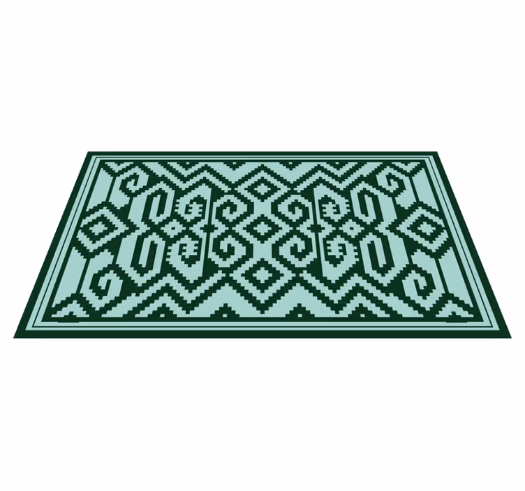 Green Geometric Patterns scandinavian vinyl rug - TenStickers