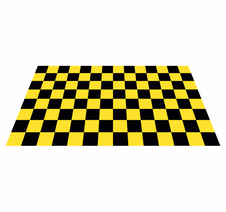 Yellow and black chess board geometric rugs - TenStickers