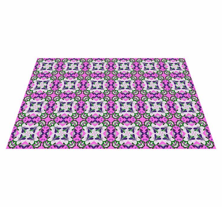 Pink hydraulic tile vintage vinyl rug - TenStickers