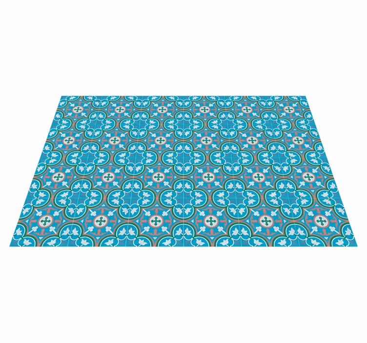 Blue hydraulic tile vintage vinyl carpet - TenStickers