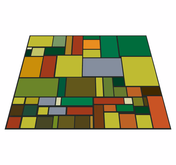 multicolored retro mosaic geometric vinyl rugs - TenStickers