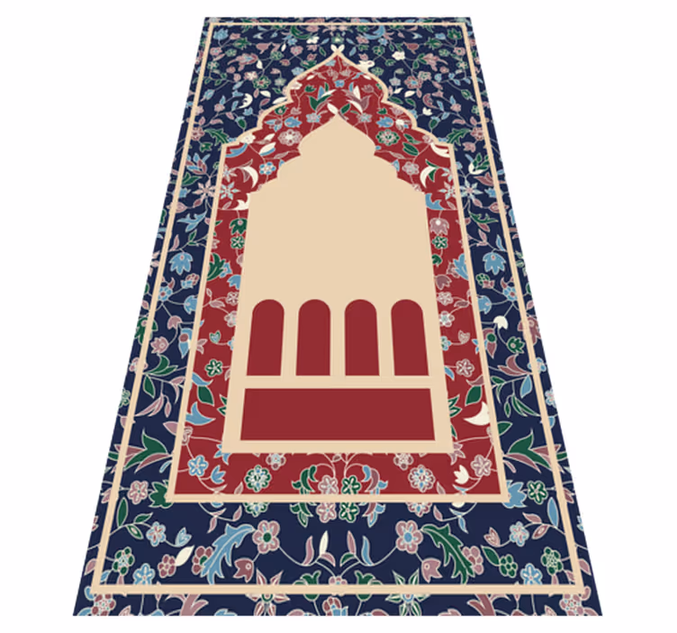 flower pattern persian stye rectangular vinyl rug - TenStickers