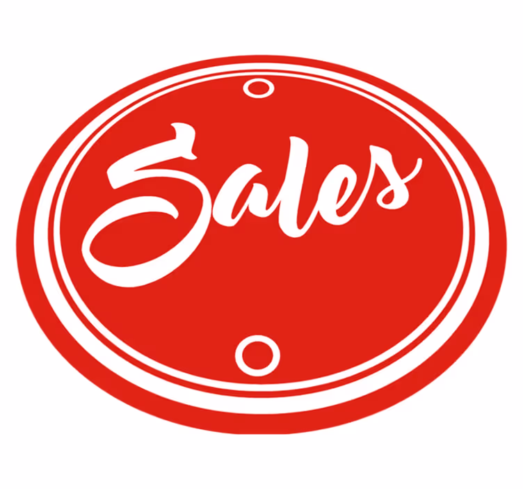 Red Circular Sales Text Circular Rug - TenStickers