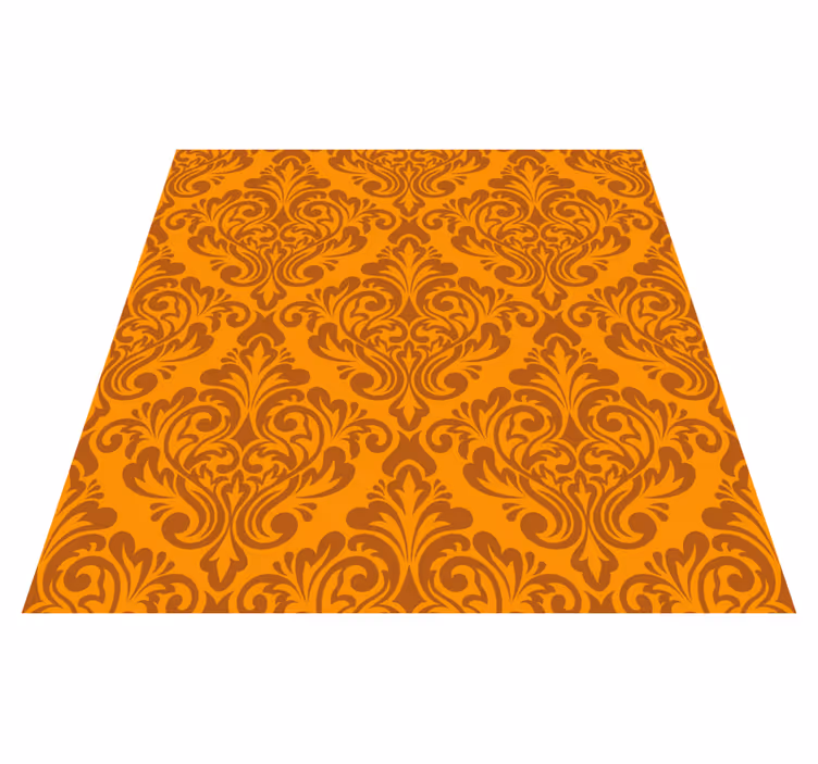 vintage damask orange vinyl flooring - TenStickers