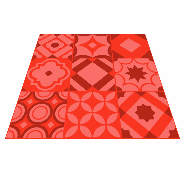 red tiles  kitchen vinyl rug - TenStickers