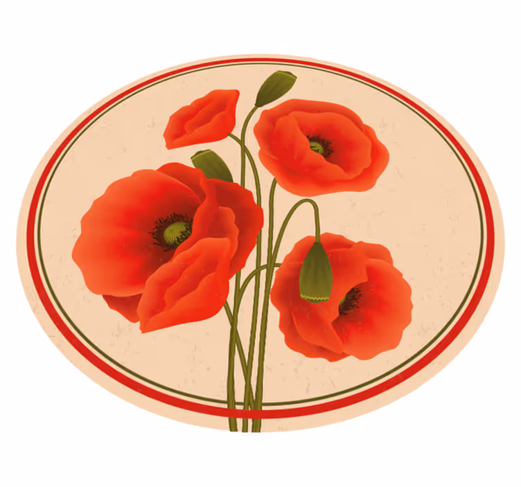 Red poppies pattern Floral rug - TenStickers