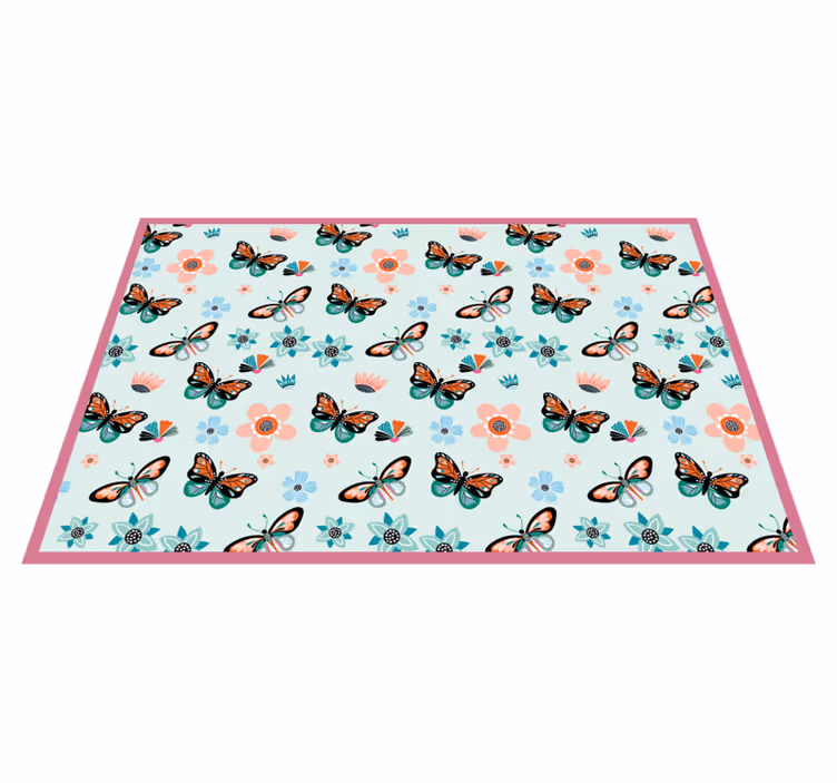 Flowers and butterflies Bedroom rug - TenStickers