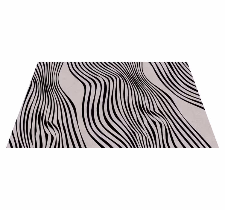 Black abstract lines neutral dining room vinyl rug - TenStickers