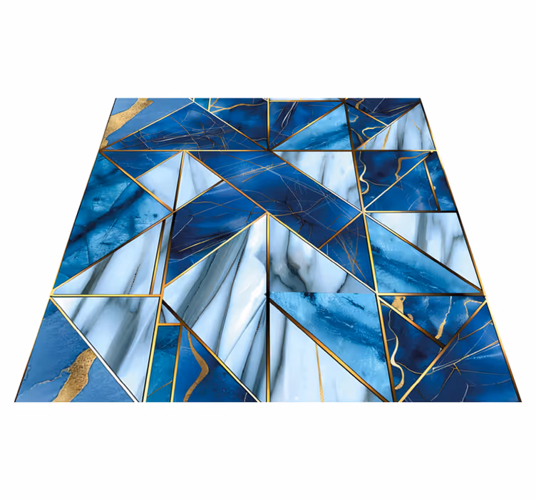 Blue geometric effect vinyl rug - TenStickers