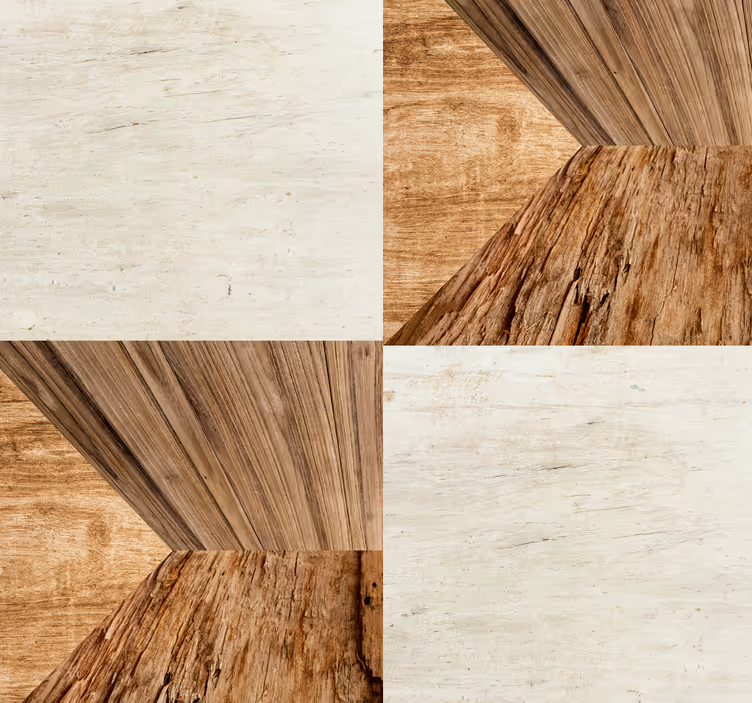 Geometric Timber wood effect wallpaper - TenStickers