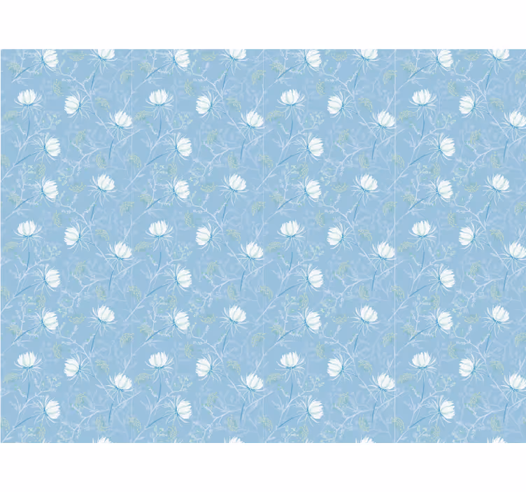 Blue pattern background flower wallpaper - TenStickers