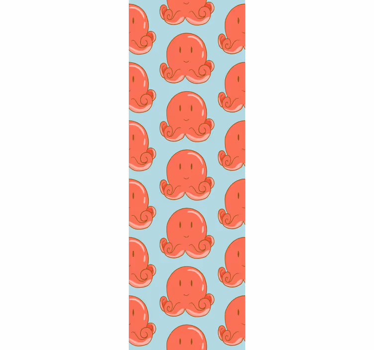 Red octopus design animal wallpaper - TenStickers