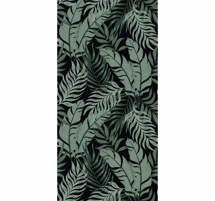Leafy tropical black background jungle wallpaper - TenStickers